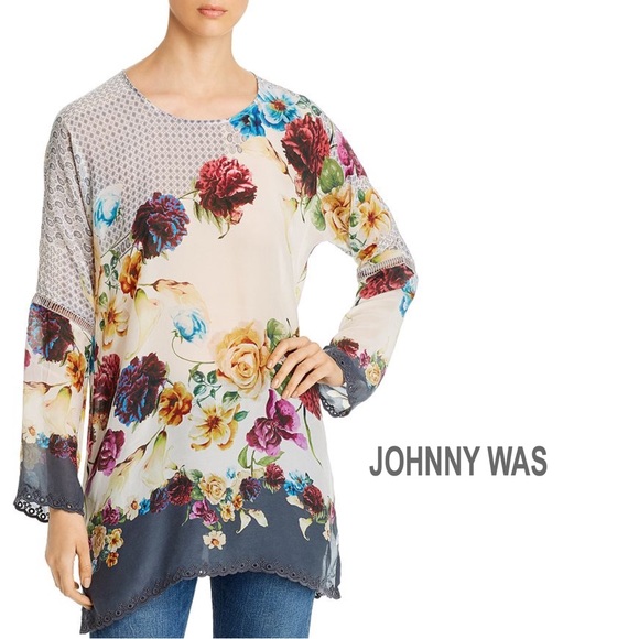 Johnny Was Tops - NEW Johnny Was Silky Linden Floral Blouse